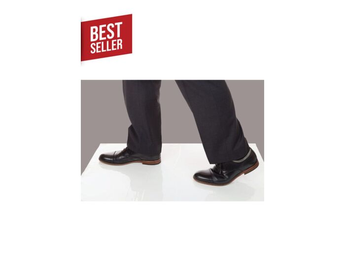 Black dress shoes on a white platform with a 'Best Seller' label above.