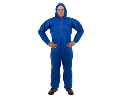 International Enviroguard 2225B Blue SMS Disposable Hooded Coverall - Elastic Wrist & Ankle