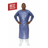 Blue PVC Cleanroom Chemical Apron - Long Sleeves, Tunnelized Elastic Wrists, Tie Closure, Clean Processed (Case of 18) | Style IT6CAB - Hollis Supply