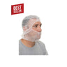 Person wearing a hairnet with 'Best Seller' label on a white background