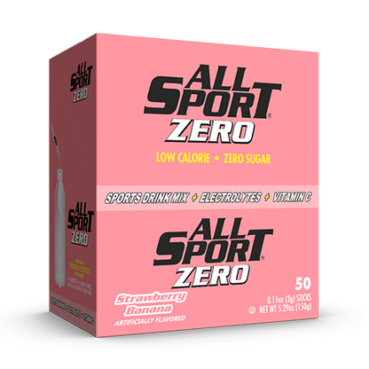 All Sport Zero Powder Sticks, Strawberry Banana, Box of 50