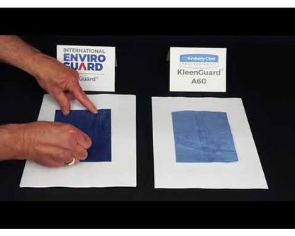 Two samples of KleenGuard A60 and Enviroguard. Enviroguard product performs better